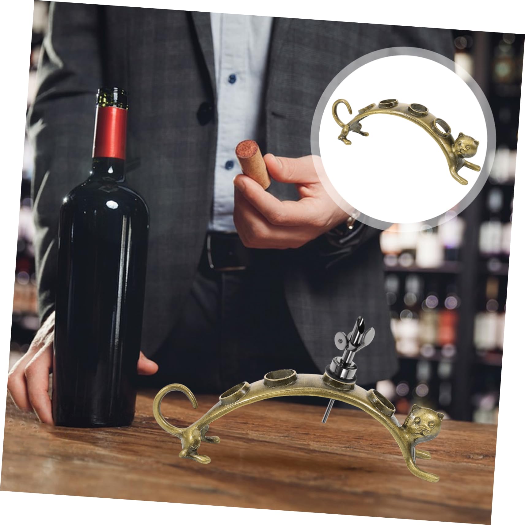 3stücke Countertop Wein Ausgießer Mit Katzen-Design Praktischer Flaschenverschluss-ständer Für Zuhause Bars Und Restaurants Stilvolle Wein Zubehör-Dekoration Retro