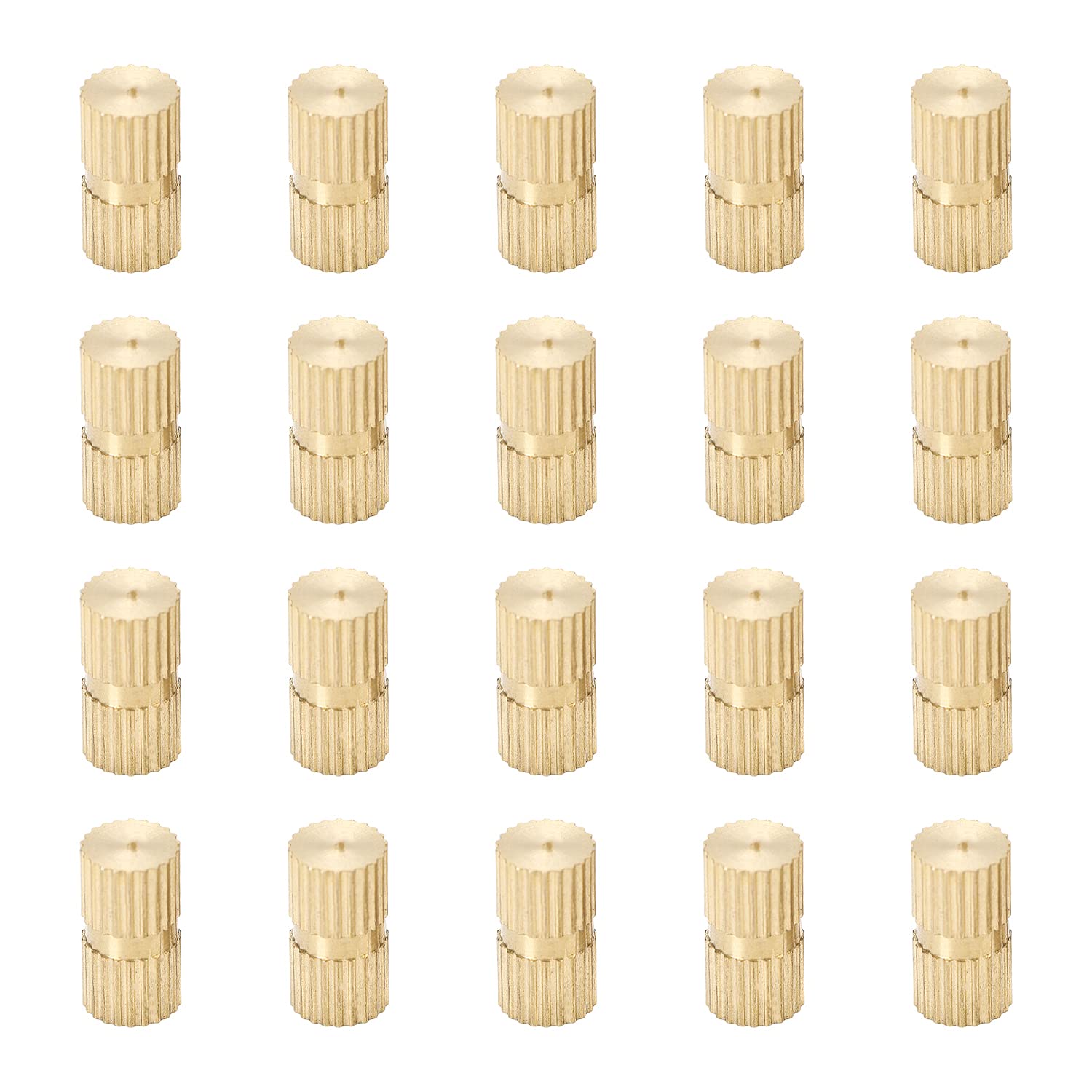 MroMax M4 Knurled Insert Nuts, M4x12x6mm Metric Female Thread Brass Knurled Threaded Insert Thru-Threaded Pressed Fit into Holes for 3D Printing Injection Molding Gold 100Pcs