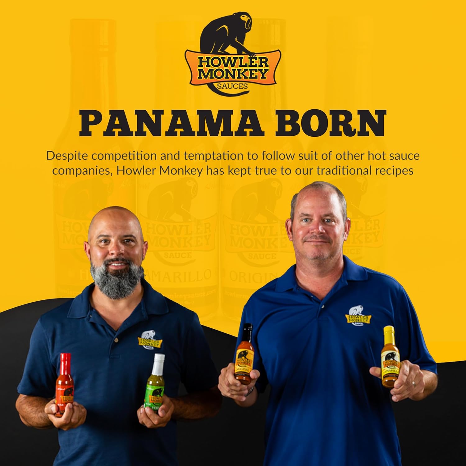 Howler Monkey Sauce Amarillo - Panama Hot Sauce - Gluten-Free, No Carbs, Low Sodium - No Thickeners, Preservatives, or Added Sugars - 5 oz (4-Pack)