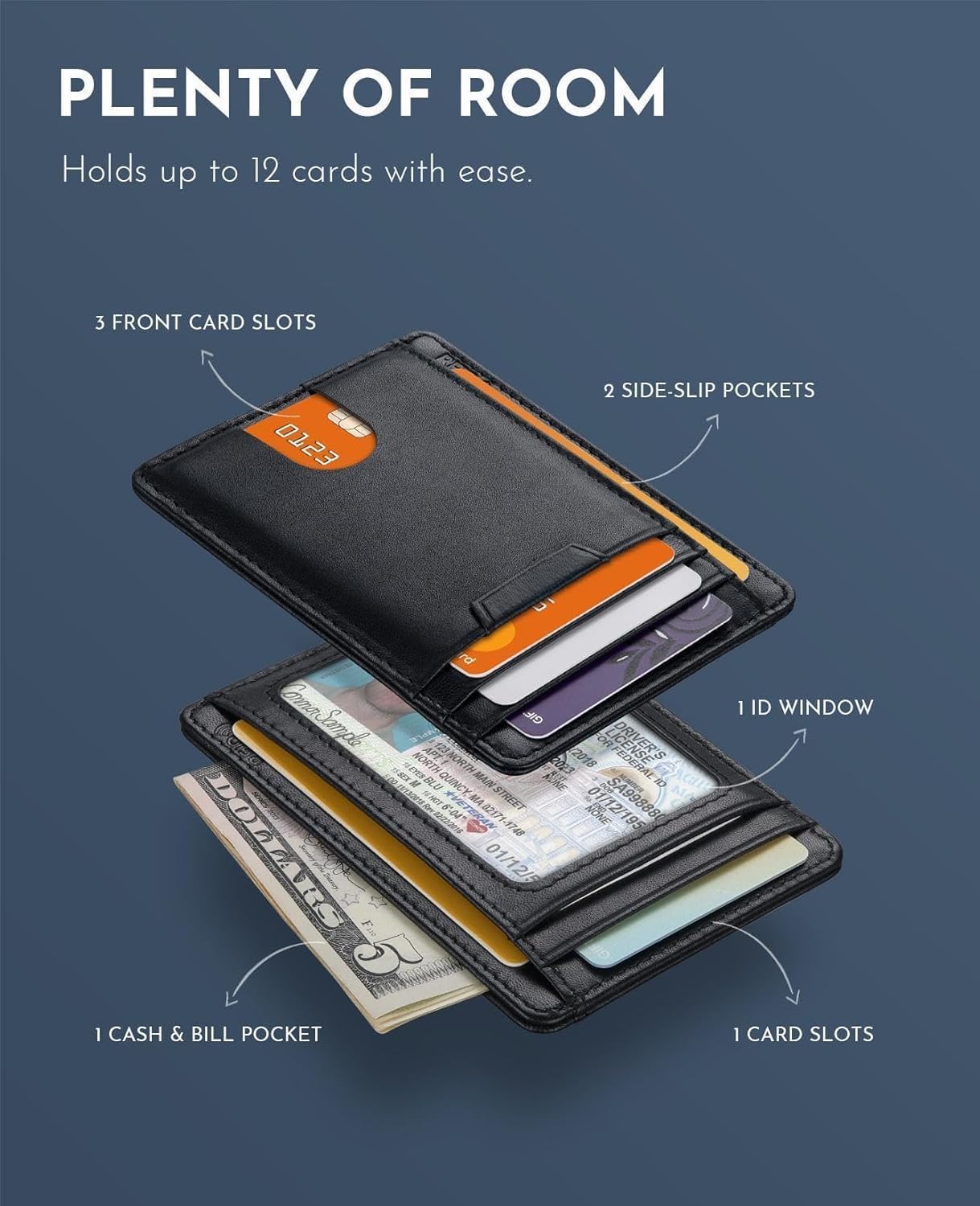 Unisex Slim RFID Blocking Wallet Genuine Leather Front Pocket Minimalist Design with Gift Box Chocolate Brown (Bassa Black) - Image 4