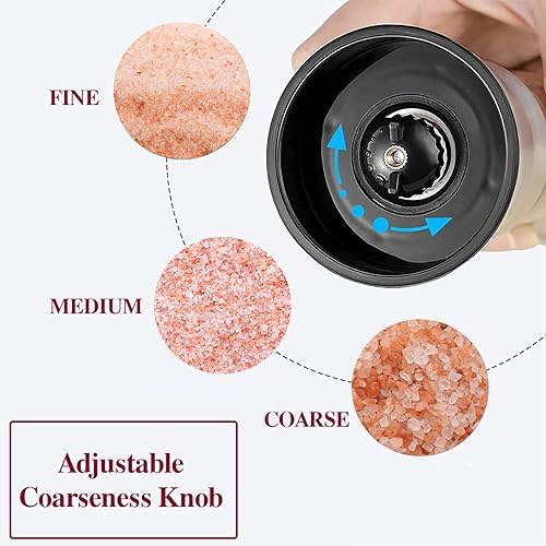 Miniatura 2 de Himalayan Chef Juego de molinillo de sal y pimienta del Himalaya de acero inoxidable, coctelera de vidrio alta con grosor ajustable, grande