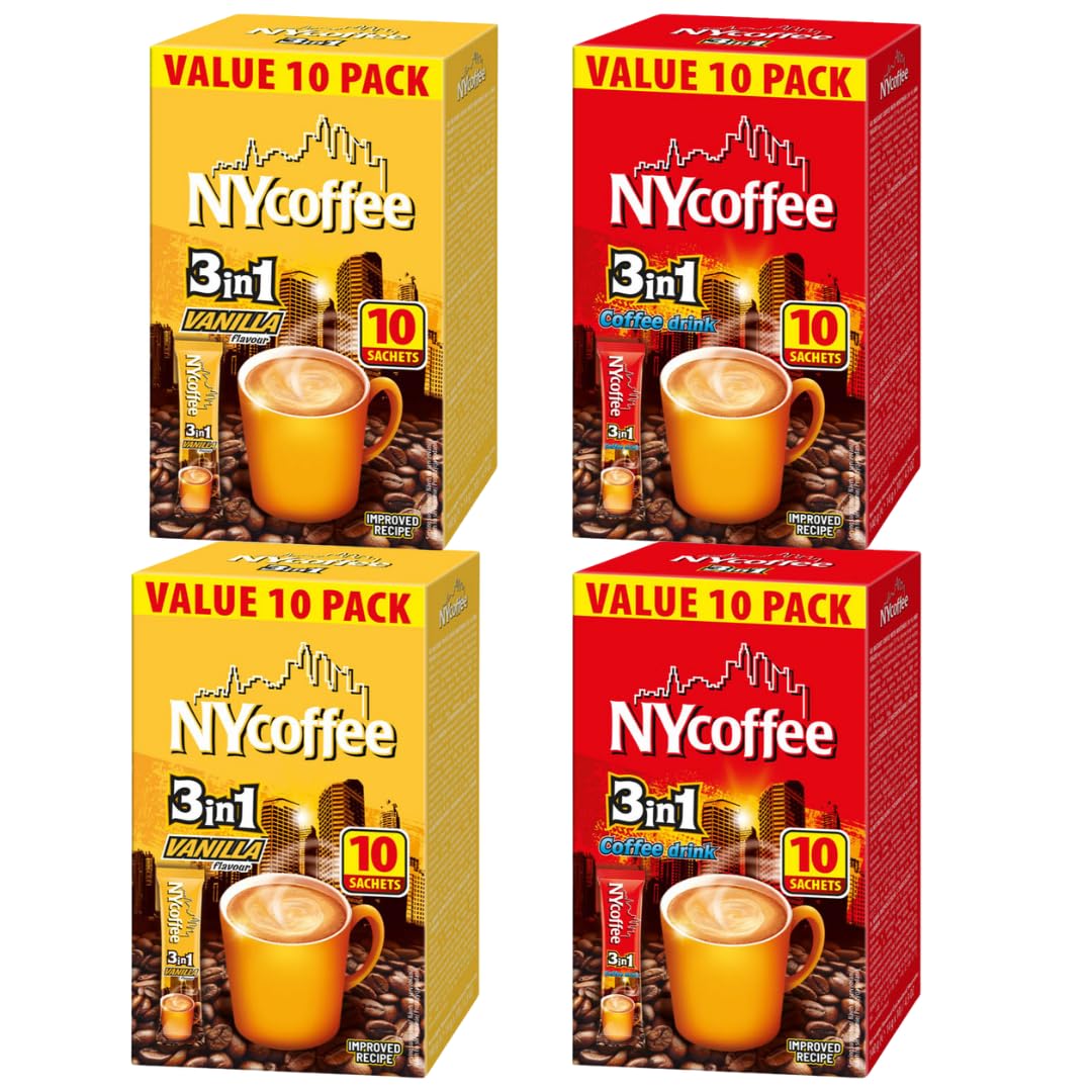 Instant Coffee Bundle With NY Coffee 3in1 10 sachets x2 & NY Coffee 3in1 Salted Caramel 10 sachets x2, 40 Sachet Total (4 Pack)