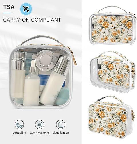 Miniatura 5 de Floral Flower Clear Toiletry Bag for Traveling,2 Pack Makeup Cosmetic Bag with Zipper,Travel Bag for Toiletries,Travel Essentials 21215274