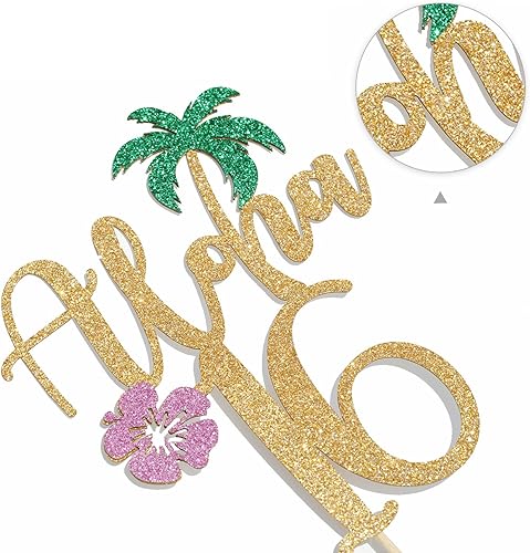 Miniatura 7 de Aloha 16 Cake Topper, Hawaiian 16th Birthday Decorations, Aloha Cake Decorations, Hello 16, Tropical Hawaiian Themed 16th Birthday Party Supplies