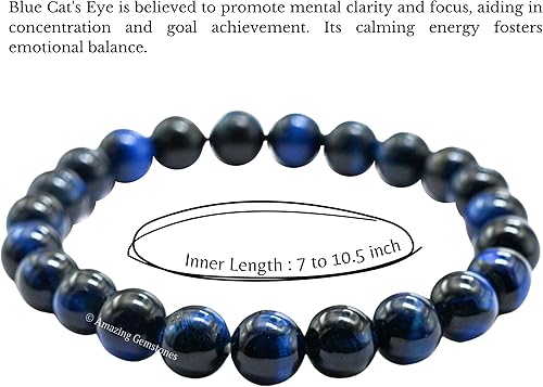 Vista 561 de Amazing Gemstone Crystal Bracelet for Women Men's Gifts - Protection Healing Crystal Bracelet - 8mm Gemstone Beaded Stretchable Bracelet Pulseras