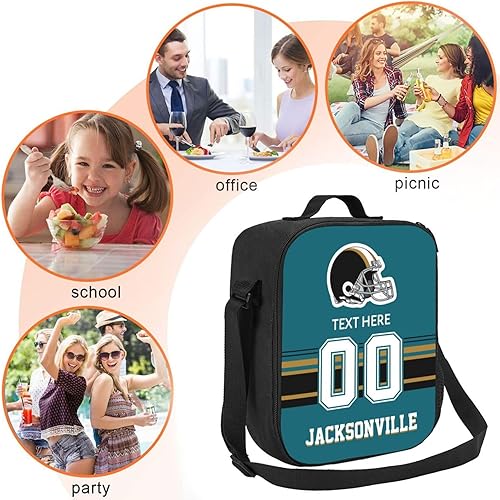 Vista 127 de Bolsa de almuerzo personalizada de Nueva Inglaterra, regalos para hombres, mujeres, fanáticos, con nombre y número personalizados, correas de hombro