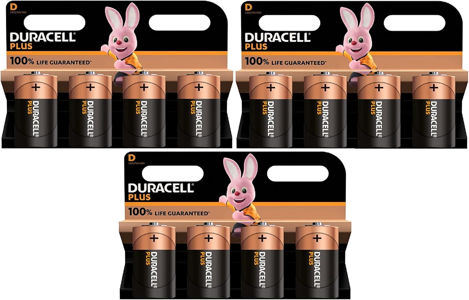12 x Duracell D Plus LR20 MN1300 Alcaline (3 ampoules de 4 batteries