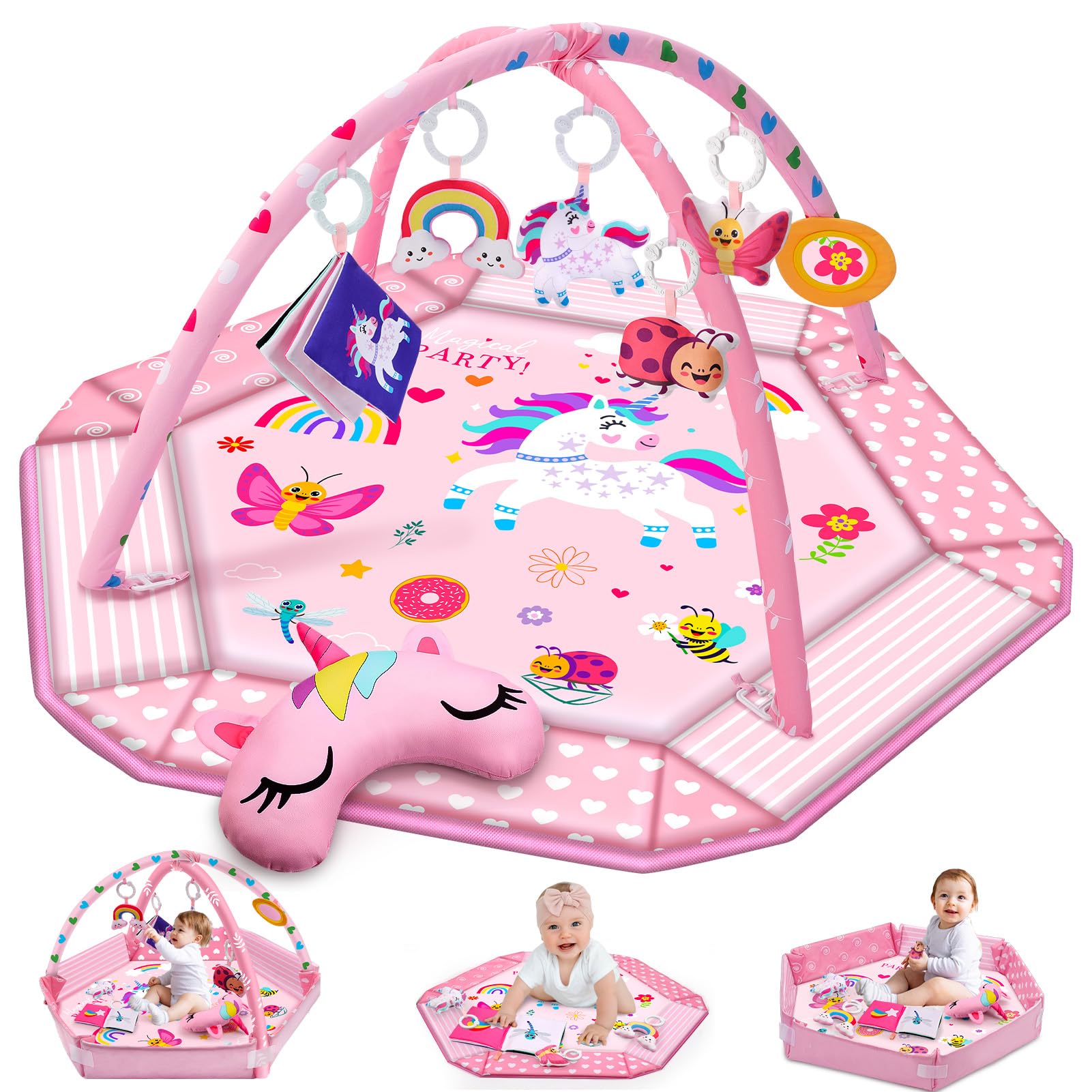 Amazon.com : Windidi Unicorn Baby Gym Play Mat, 9-in-1 Tummy Time