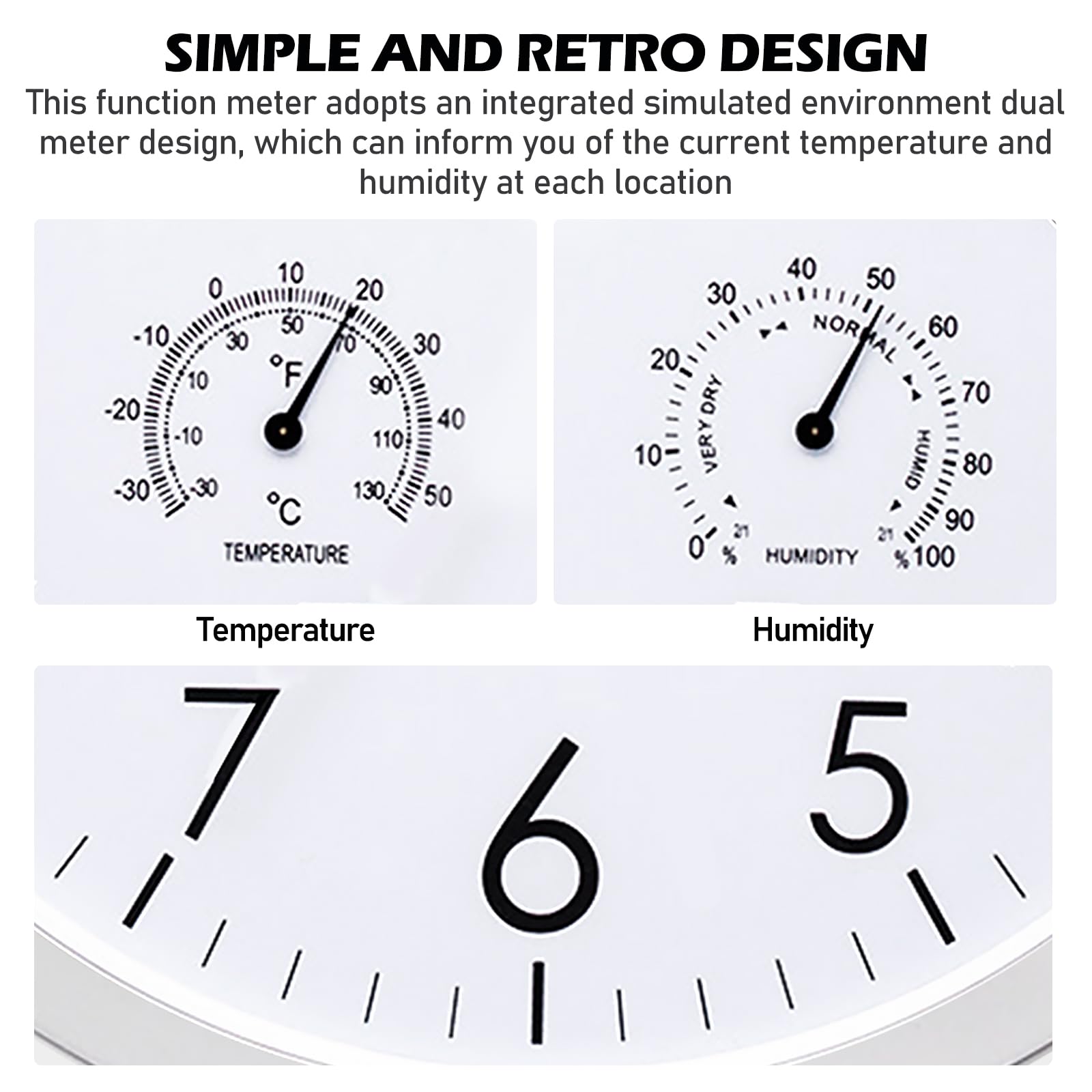 Horloge de jardin résistante - Grande horloge d'extérieur résistante aux intempéries - Étanche - Rétro