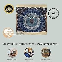 Vista 4 de Bless International Tapiz de algodón tradicional indio hippie con mandala para colgar en la pared, colcha bohemia (individual (54 x 72 pulgadas)