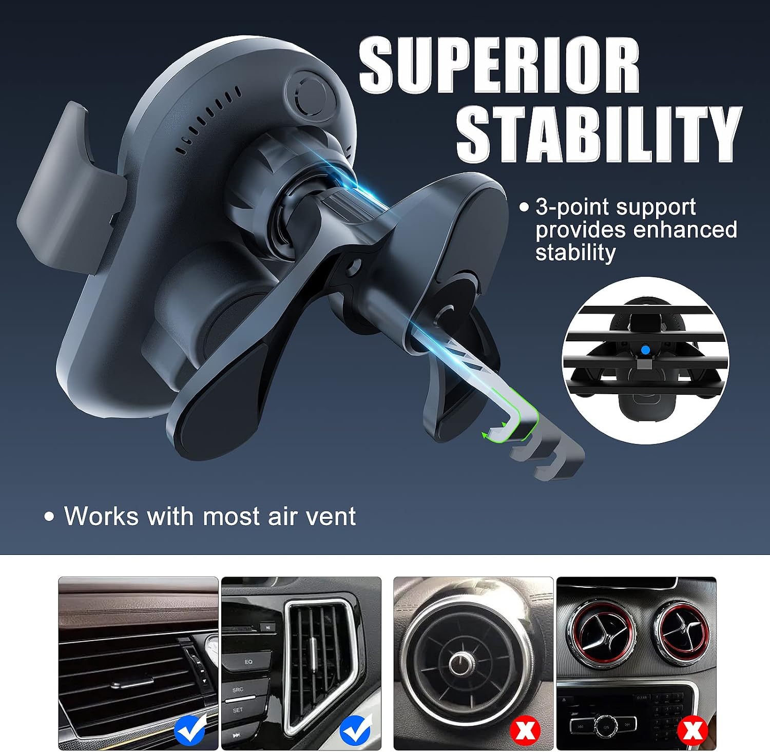 Wireless Car Charger,Englear Magnetic 15W Fast Charging Car Charger Phone Holder for iPhone 15/14/13/12,13/12 Mini,15/14/13/12 pro,15/14/13/12 pro max,15/14 Plus(Gray) image 5