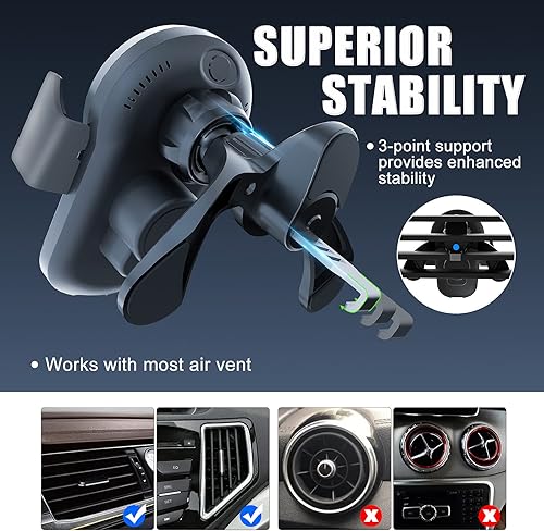 Miniatura 5 de Cargador inalámbrico para automóvil, magnético de carga rápida de 15 W, soporte de teléfono para iPhone 15141312, 1312 Mini, 15141312 Pro, 15141312