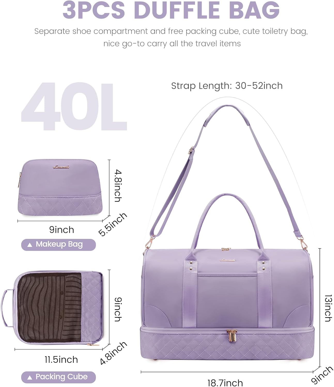 LOVEVOOK Large Travel Duffle Bags For Women,Weekender Bag With Shoe Compartment Amp Wet Pocket,Hospital Bag For Women Labor Delivery,Carry On Overnight Bag With Wet Pocket,Gym Sleepover Bags