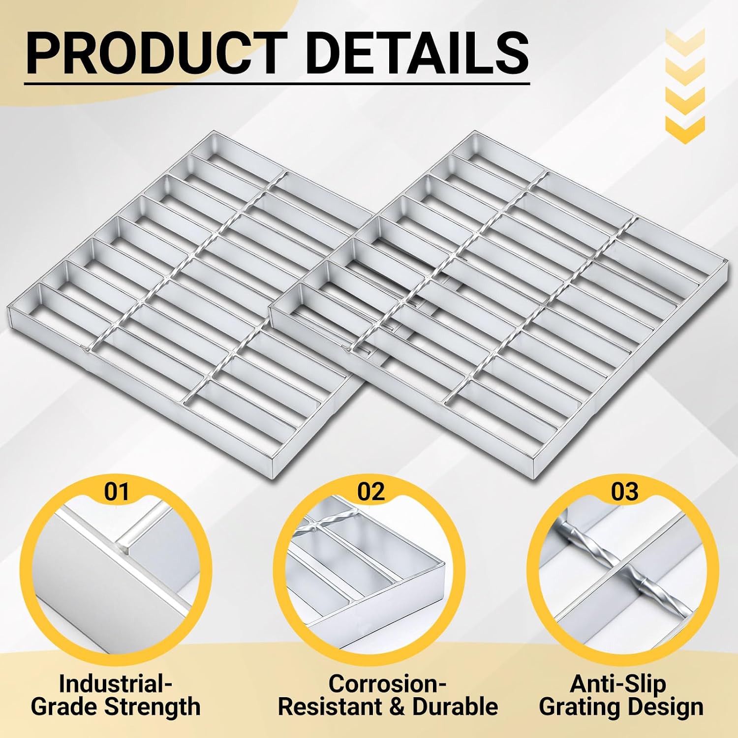 1 Pcs Galvanized Steel Drain Grate 12 x 12 Inch Heavy Duty Outdoor Drain Cover Class Channel Grate Rust-Proof Metal Sewer Silver for Garage, Sewer, Dowmspout, Driveway, Yard