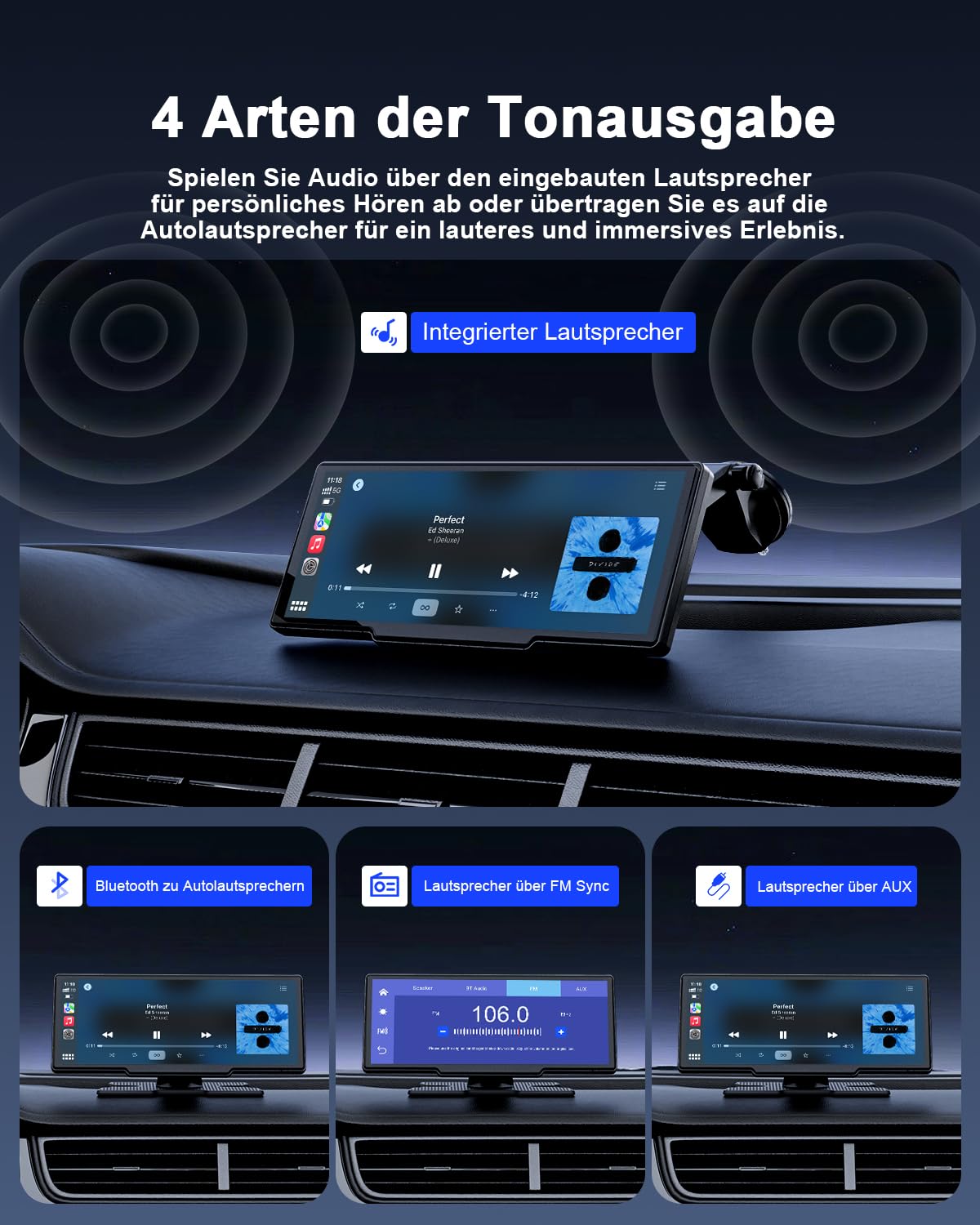Avylet 8,1" Wireless Carplay Display für Android Auto&Apple Carplay, Tragbares IPS Bildschirm mit IP67 Rückfahrkamera, OTA-Updates, GPS, Mirror Link, Bluetooth 5.0, FM/AUX, Plug & Play für PKW LKW SUV