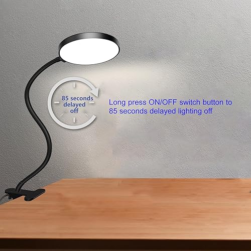 Miniatura 5 de Lámpara de escritorio con clip, luz de lectura, lámpara de lectura, luz USB flexible de cuello de cisne, luz de libro para niños, libro de lectura