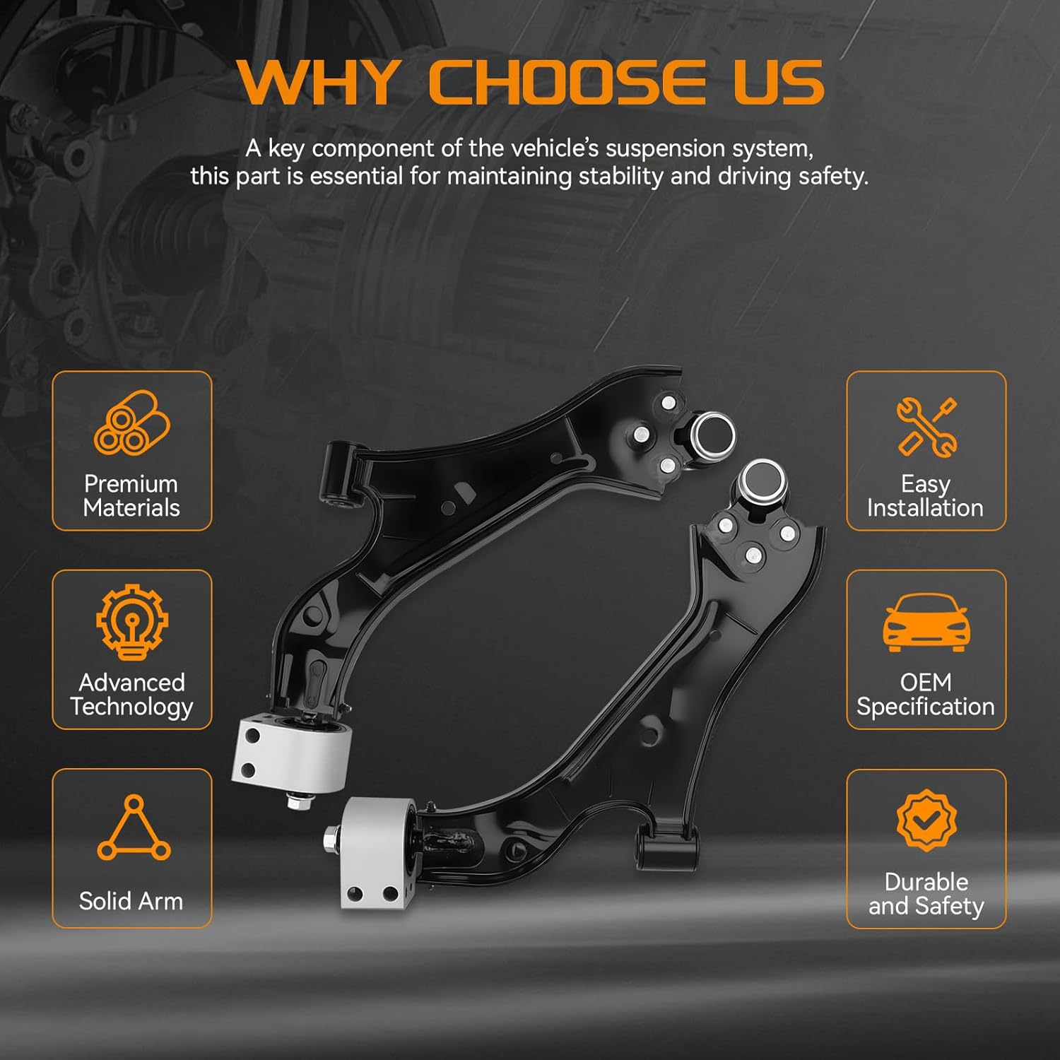 Front Left & Right Lower Control Arm Compatible with 2010-2017 Chevrolet Equinox GMC Terrain