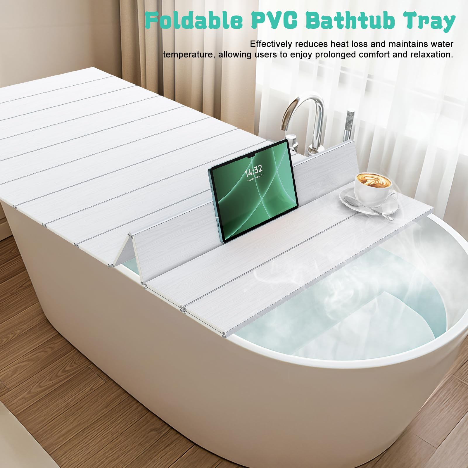 Badewannenabdeckung Faltbar, 160x80cm, Wasserdicht, Flammhemmend