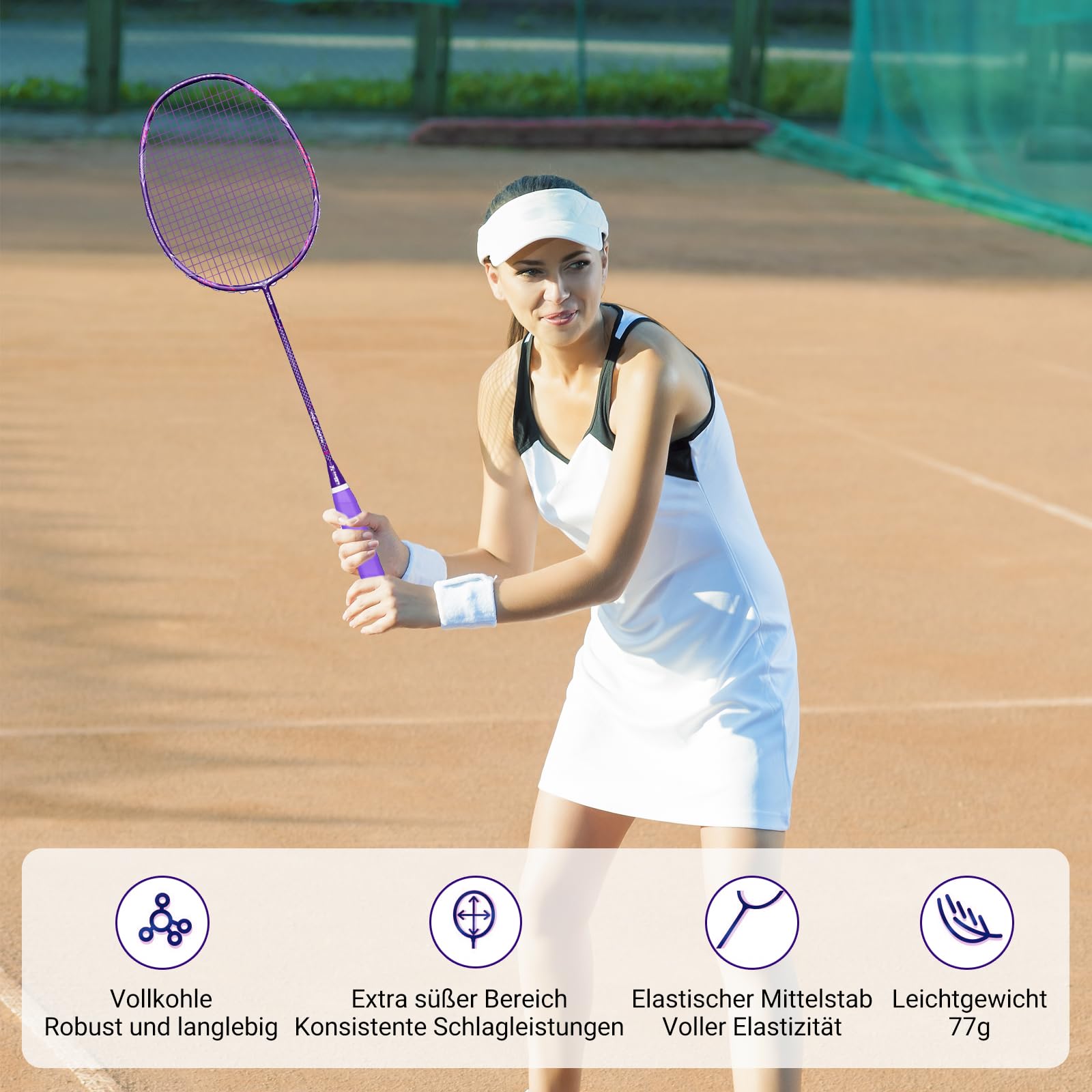 Raquette de badminton professionnelle, 100 % fibre de carbone, ultra légère, adaptée pour l'entraînement et le divertissement, comprend 1 raquette et 1 sac de raquette