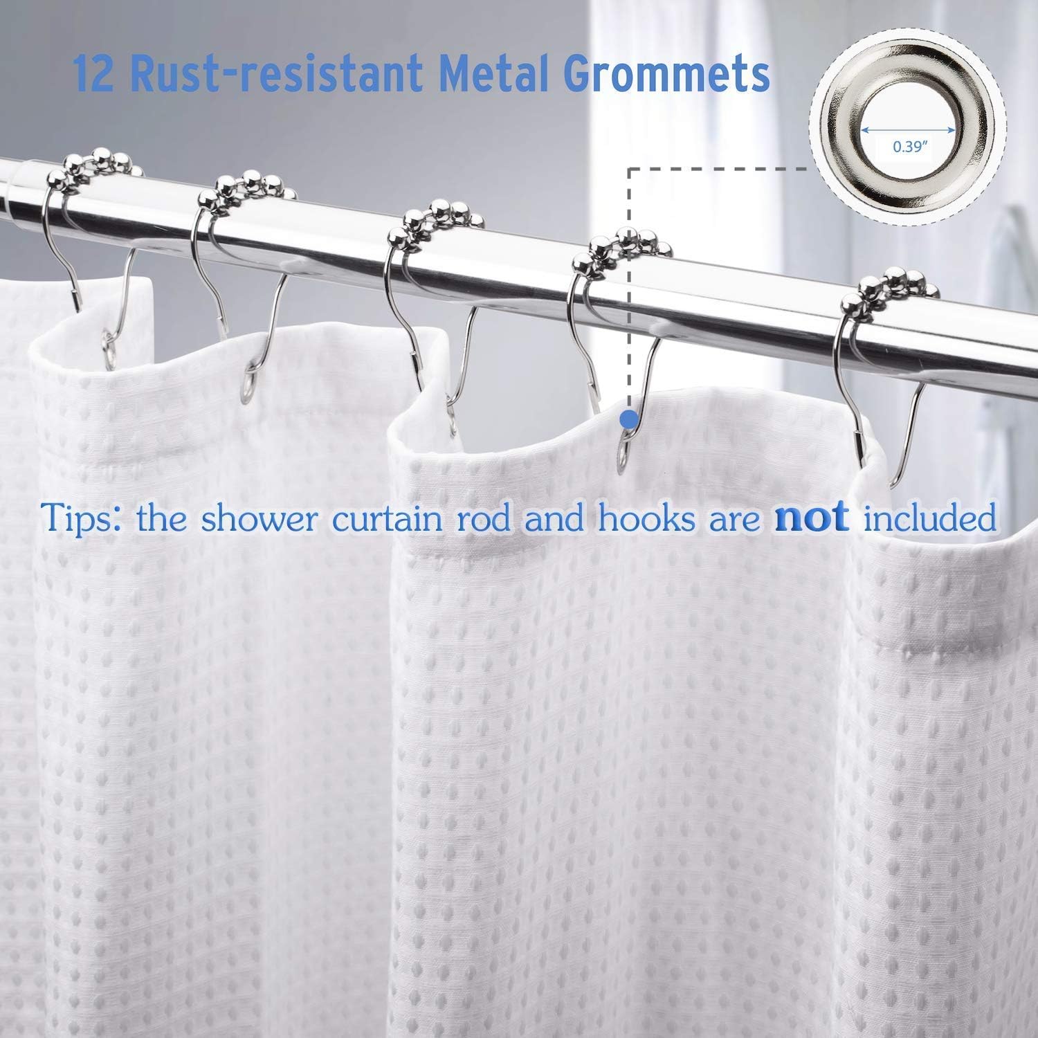 AmazerBath White Shower Curtain for Bathroom Waffle Shower Curtain 72x72 Inches Hotel Shower Curtain Machine Washable 230 GSM Heavy Duty White Honeycomb : Home & Kitchen