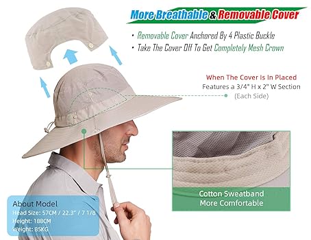 Cappello Trekking UPF50+ - Tesa Larga, Traspirante, Anti UV Per Estete E Attività Outdoor - Foto 5