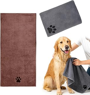 KAIYAYA 2 Stück Hundehandtuch Extra Saugfähig, 75 x 35 cm Hunde Handtuch Grau Mikrofaser Handtuch Hund, Undezubehör, Schnelltrocknend Haustier Weich für Katzen, Hunde Oder Andere Haustiere product image