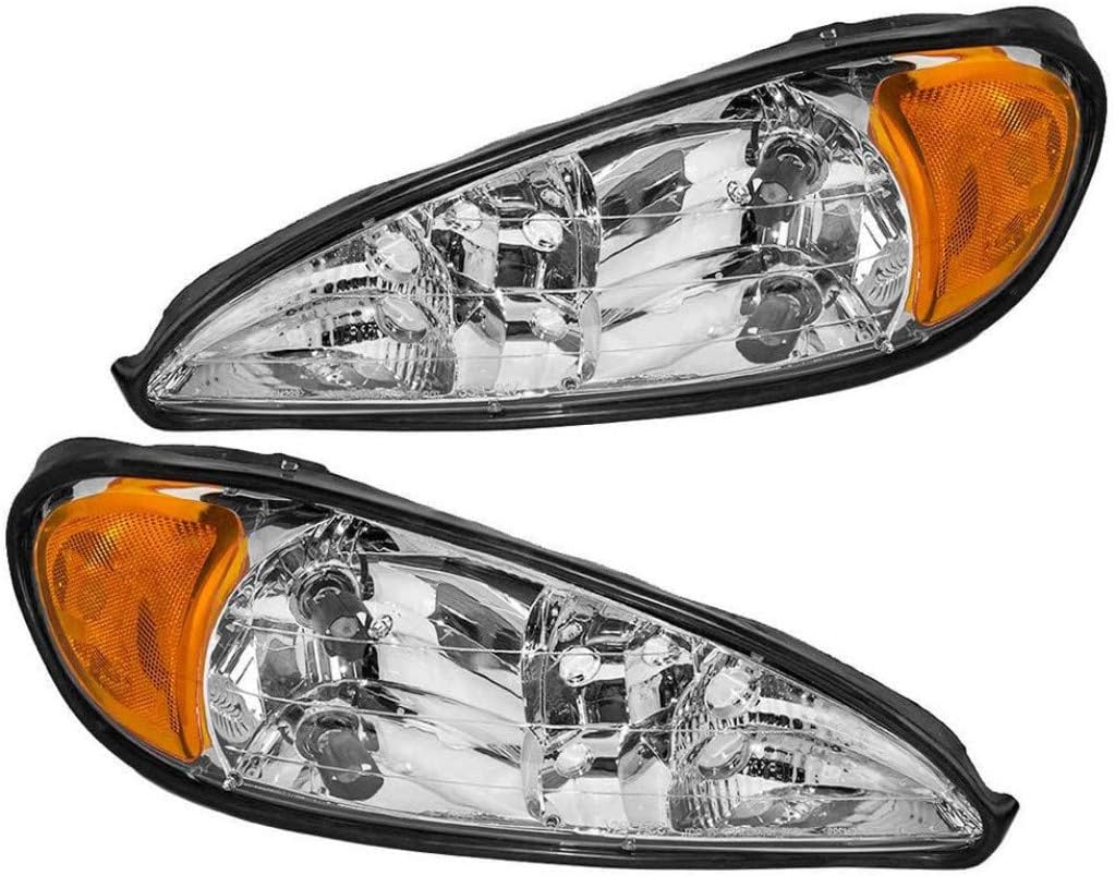 CarLights360 For 1999-2005 Pontiac Grand AM Headlight Driver and Passenger Side Bulbs Included | DOT Certified | GM2502196 GM2503196 | 22672207, 22672208