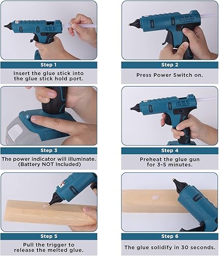 Miniatura 6 de Cevhzoe Pistola de pegamento inalámbrica para manualidades pistola de pegamento caliente de tamaño completo para batería Makita de iones de litio de