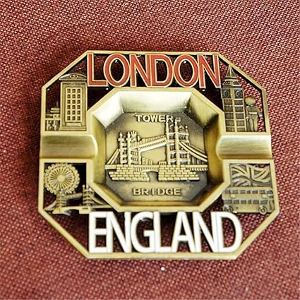 Amazon Co Jp Prow ブロンズメタルレトロ英語スタイルスクエアテクスチャ灰皿旅行車の灰皿用ホームオフィス屋外装飾ギフト ホーム キッチン