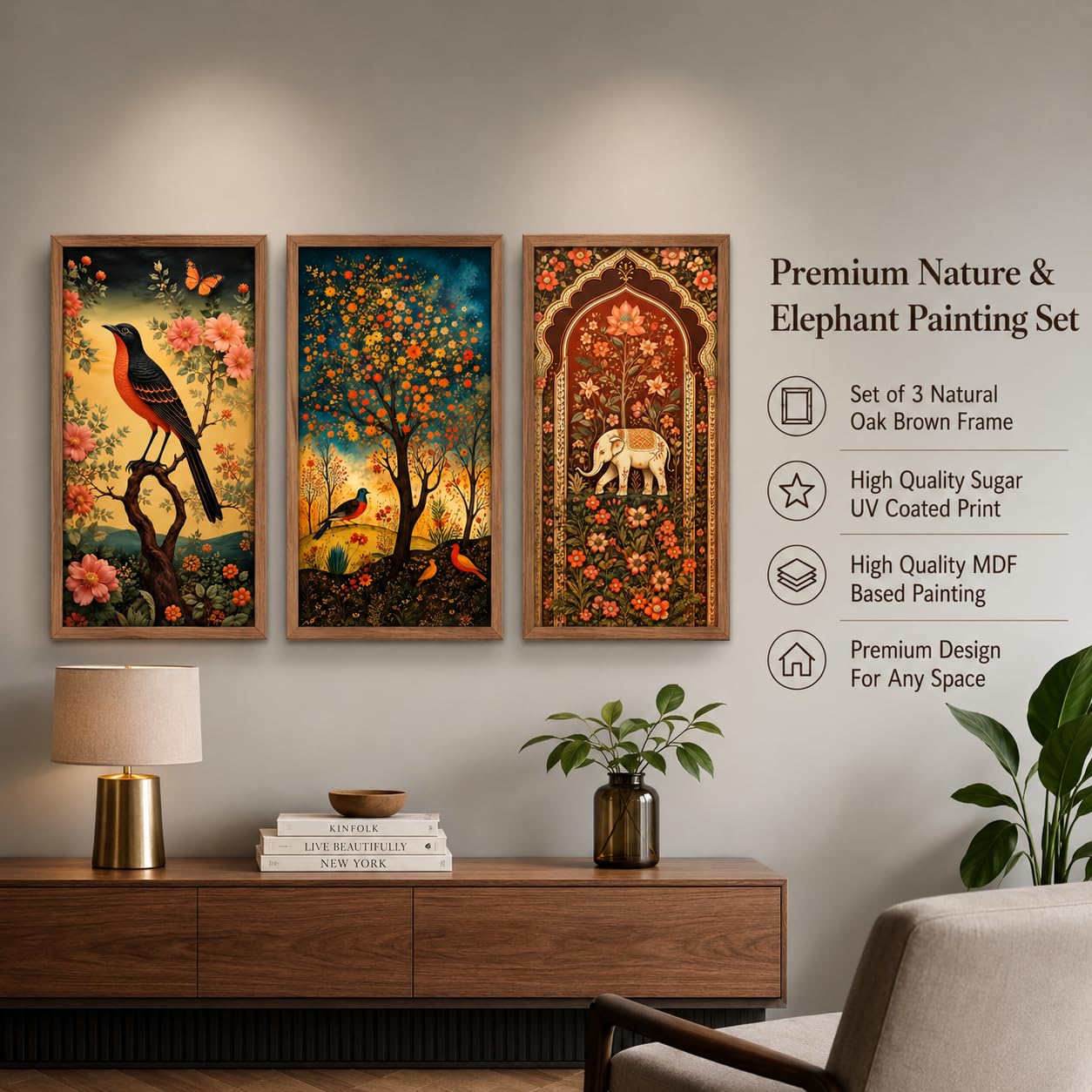 Vintage Botanical Wall Art Set - 3 Paintings -4
