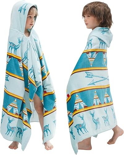 BANGSAUR Toalla de playa con capucha para niños, 100% algodón, envoltura de 50 x 30 pulgadas, cobertura para niños y niñas de 3 a 12 años (verde