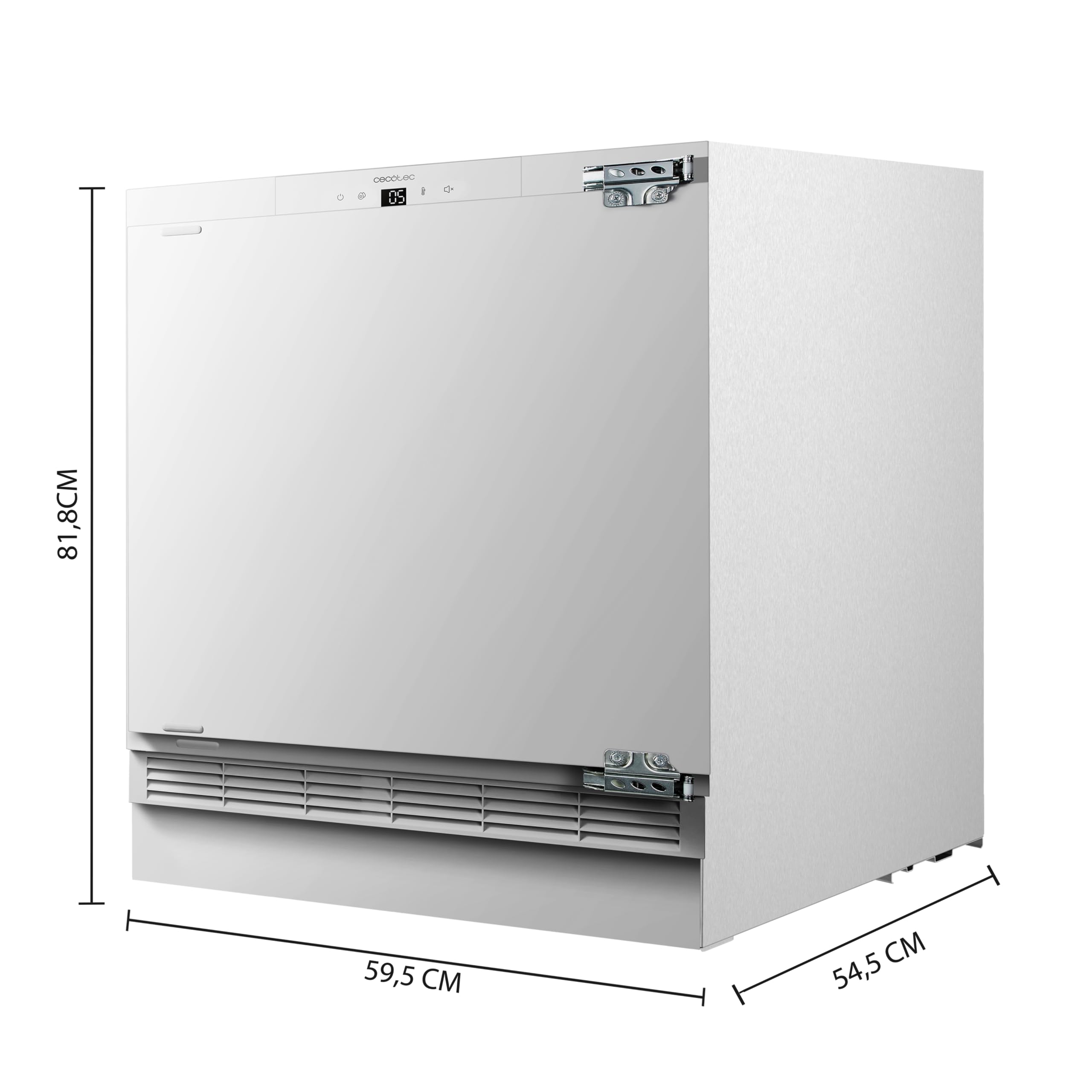 Cecotec Mini Nevera Integrable de 138 L Bolero CoolMarket TT BI 138 White E. Altura 81,8 cm y 59,5 cm de Ancho, Display Touch, Fast Cooling, Puerta Reversible, Temperatura Regulable, Blanco