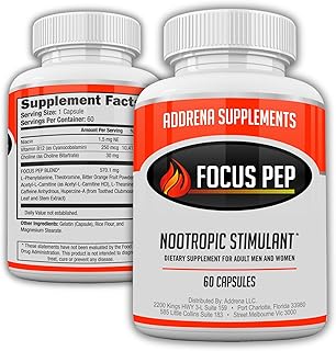 Focus Pep- Over The Counter Stimulants to Speed Up Naturally | Study Alternative and Best Energy Supplements for Nootropic Brain Boosting, 60 Pills