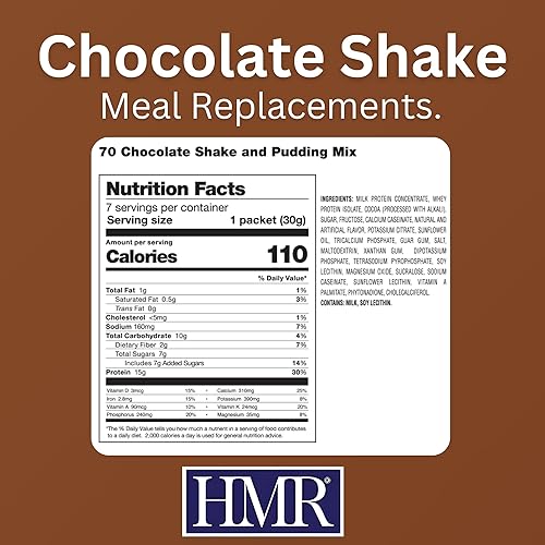 Miniatura 8 de HMR 70 Plus - Mezcla de chocolate y pudín sin lactosa 053oz de proteína 110 cal 18 paquetes de una porción