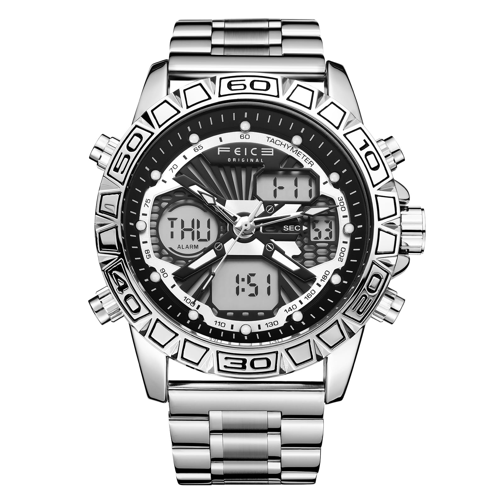 FEICE Herren Quarzuhr Armbanduhren Analog Digital Multifunkt