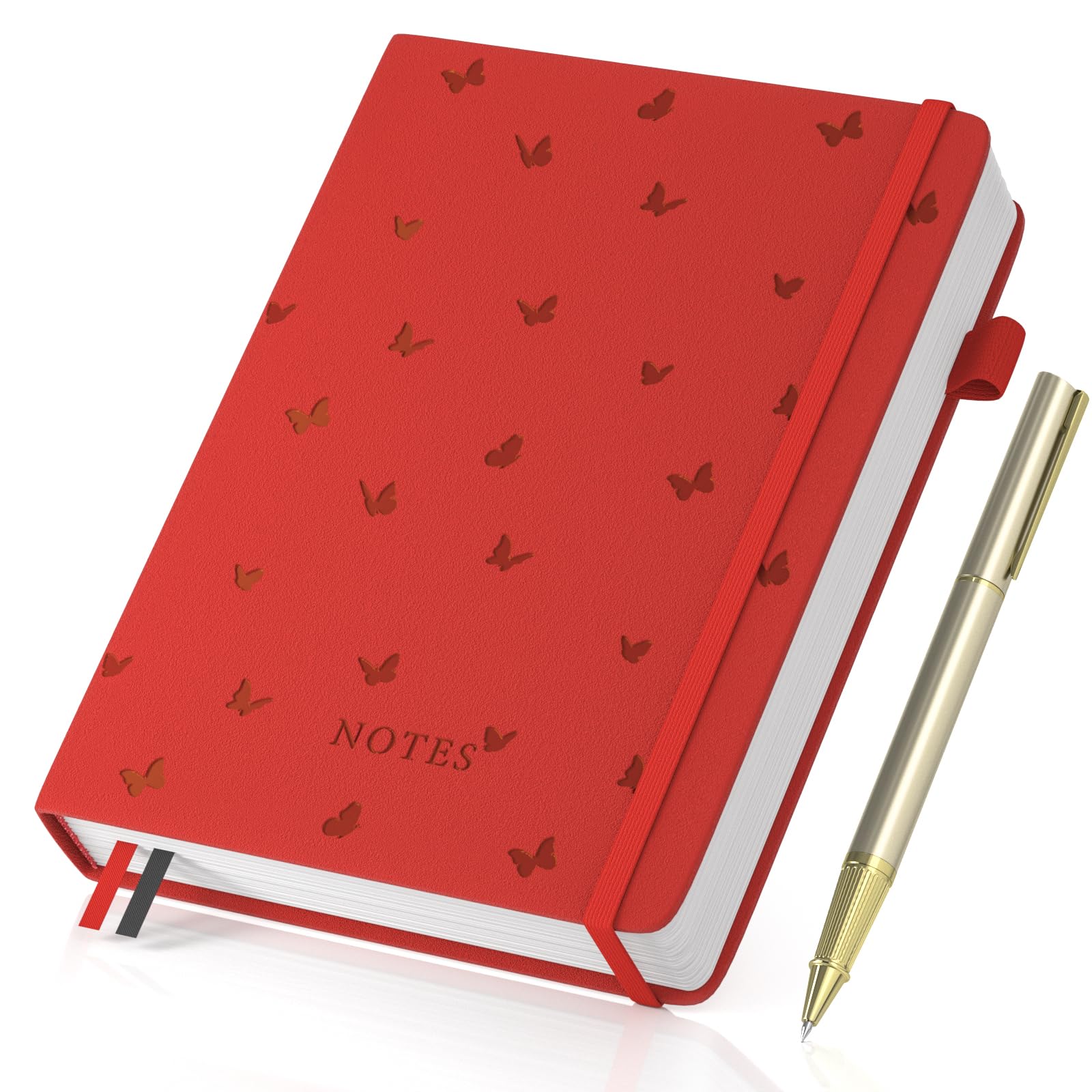 Umriox A5 Lined Journal Notebook,365 Pages Thick Hardcover Journals for Women Writing,College Ruled 100gsm Paper for Women Men Work School Office, 14.5 x 21cm-Red