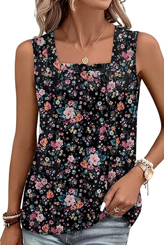 KISSMODA Womens Boho Tops for Summer Sleeveless Tanks Loose Fit Casual Blouse Daily Shirts for Leggings (S-3XL)