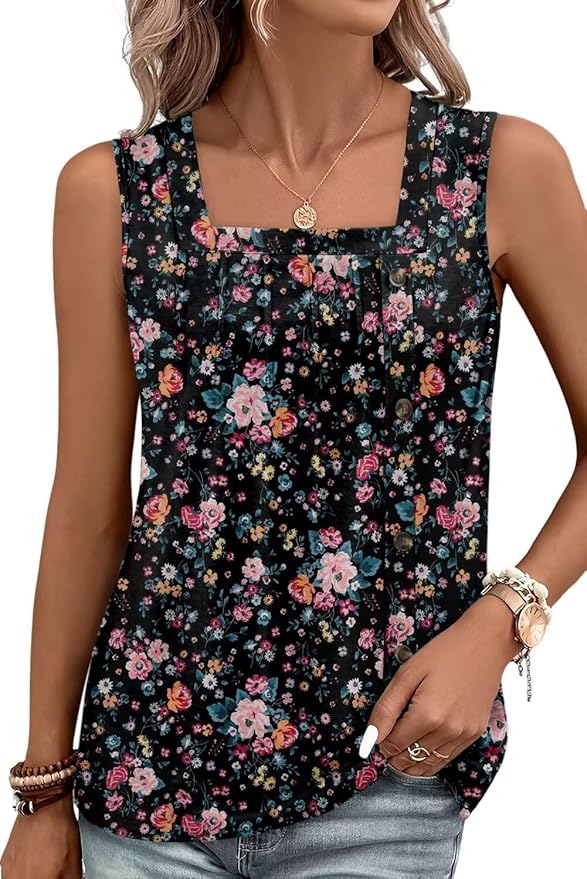KISSMODA Womens Boho Tops for Summer Sleeveless Tanks Loose Fit Casual Blouse Daily Shirts for Leggings (S-3XL)