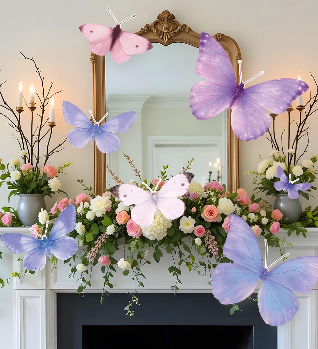 Butterfly Decorations 12PCS Large Butterfly Wall Decor Large Butterfly Decor for Birthday Baby Shower Fairy Tea Spring Party Supplies Home (Multi)