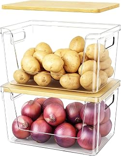 Oasisgalore 2 Packs Onion Basket Storage for Kitchen, Pantry Organizers and Storage, Clear Kitchen Vegetables Storage Baskets, Fridge Organizer for Onion, Potato, Fruits