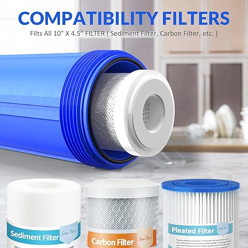 Miniatura 8 de SimPure Filtro de agua de sedimentos giratorios de 40200 micrones, combinado con carcasa de filtro de agua SimPure para toda la casa, para mejores
