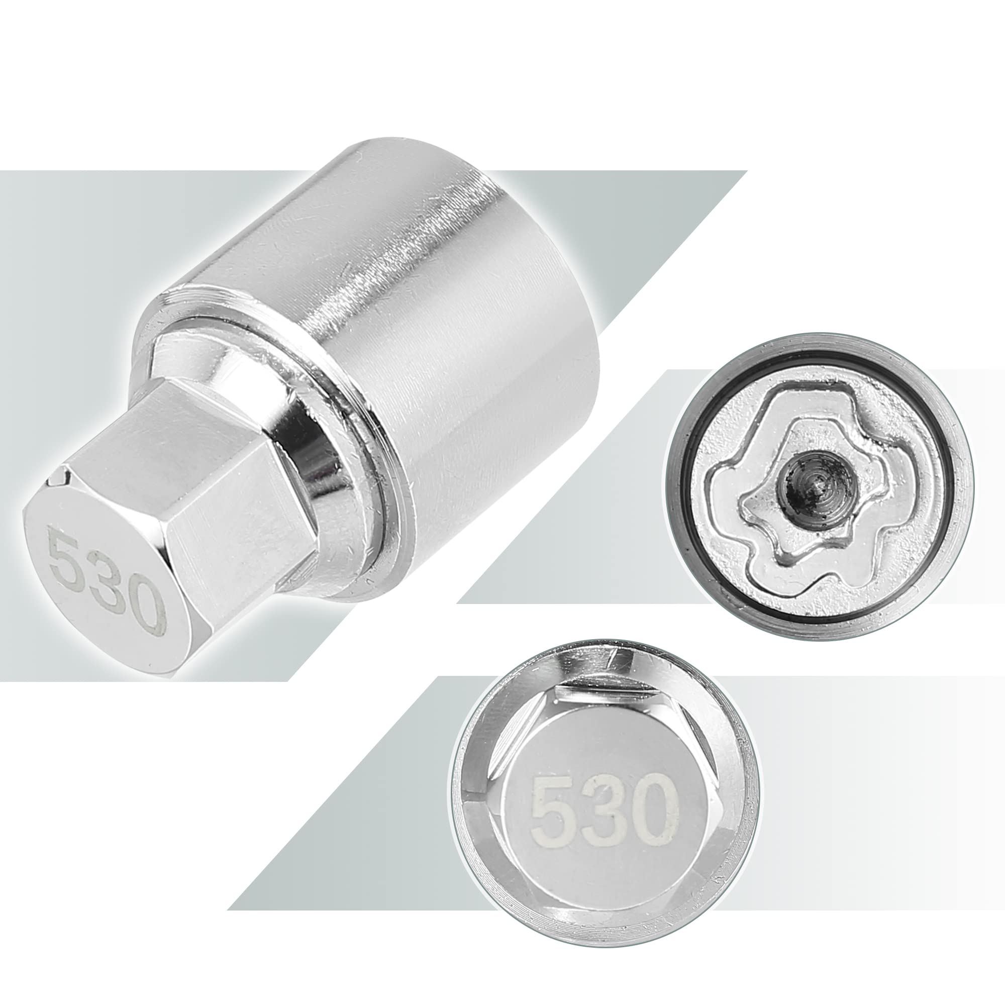 X AUTOHAUX 530 Clé Démontage Écrou Antivol Roue Pour VW Touareg 1pc | Métal, Argenté, Pour VW Scirocco Magotan Phaeton Tiguan, 4.1x2.9cm, Int. 2.4cm, Antirouille, Durable