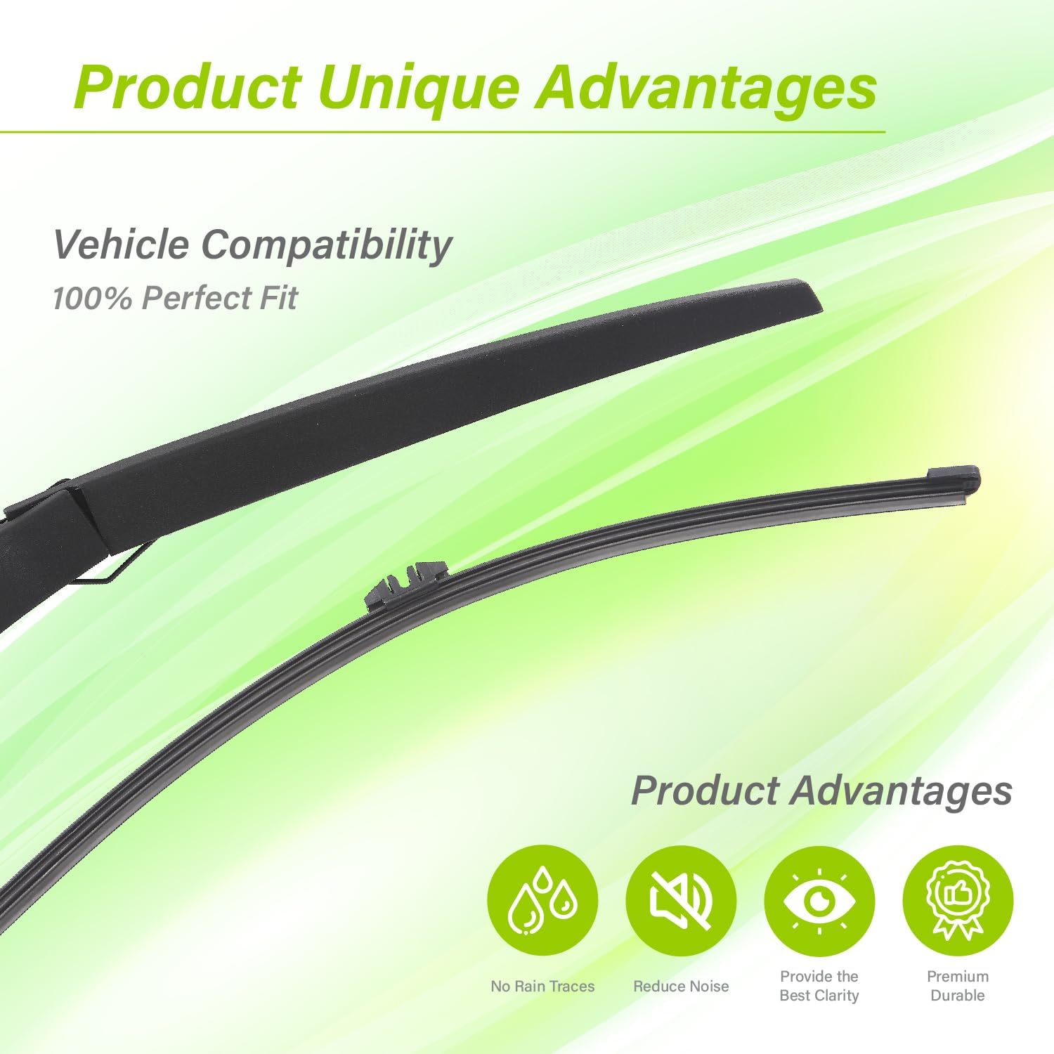 LKK Rear Windshield Wiper Arm Blade Assembly Kit Compatible with BMW X5 E70 2007-2013, X5 M 2010-2013 Rear Window Wiper Set