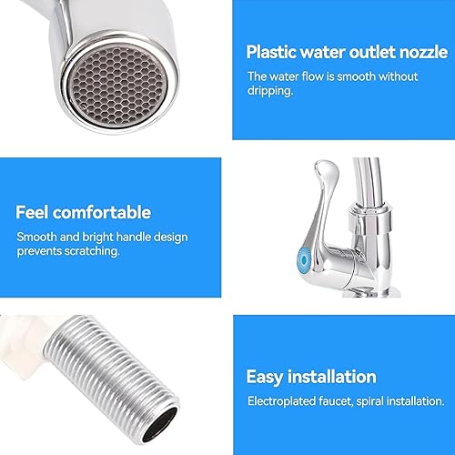 Miniatura 3 de Grifo de un solo agujero, grifo de fregadero de agua fría de arco alto con boquilla de salida de plástico, grifo de agua fría para cocina, baño,