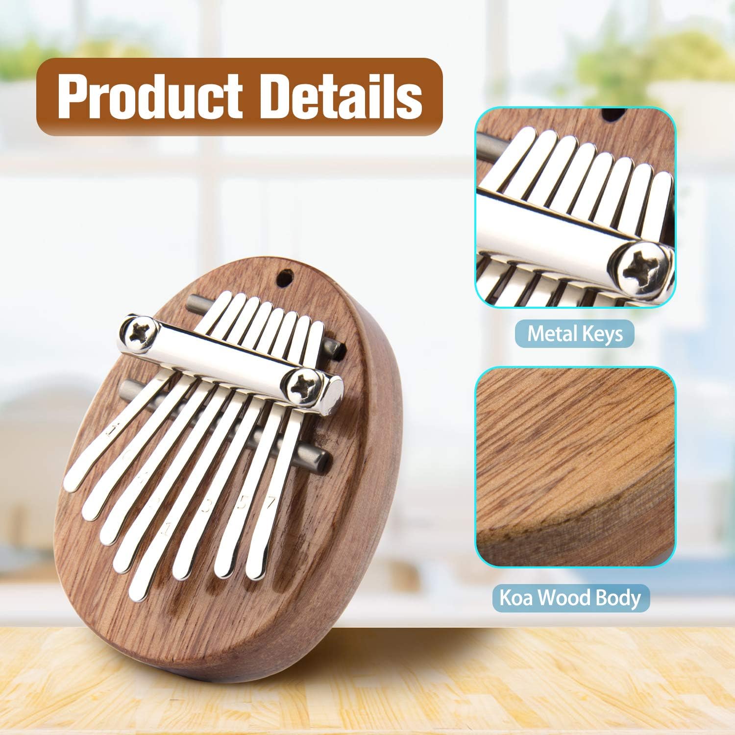 Mini Kalimba 8 Keys,Solid Wood Finger Thumb Piano, Portable Marimba Instrument Musical Thumb Piano,Gift for Kids Adult Beginners Professional (thumb piano)