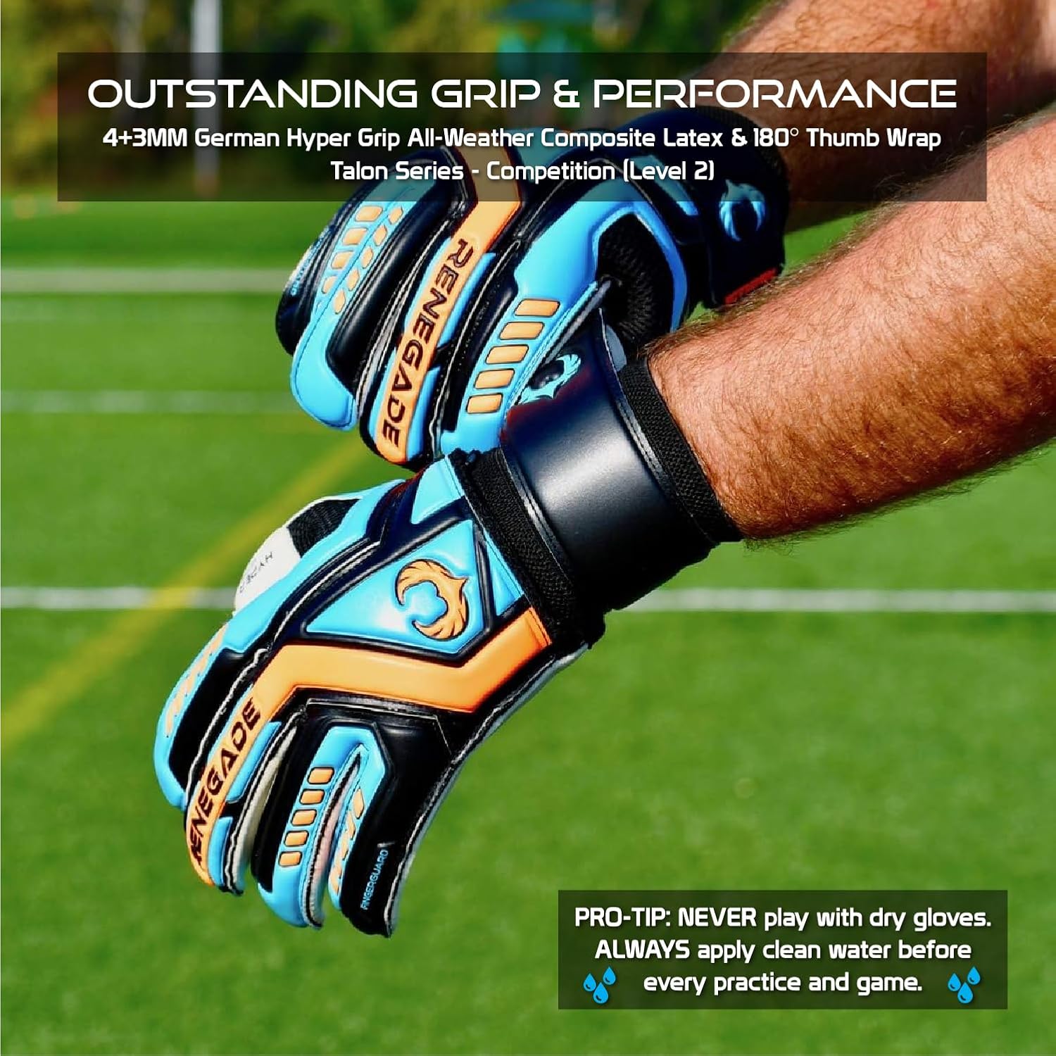 Renegade GK Talon Goalie Gloves - Adult, Youth, & Kids (Sizes 5-11, 5 Styles, Level 3) Pro-Tek Fingersaves & 3.5+3MM Hyper Grip XD | Durable Goalkeeper Glove for All-Around Play | Based in The USA