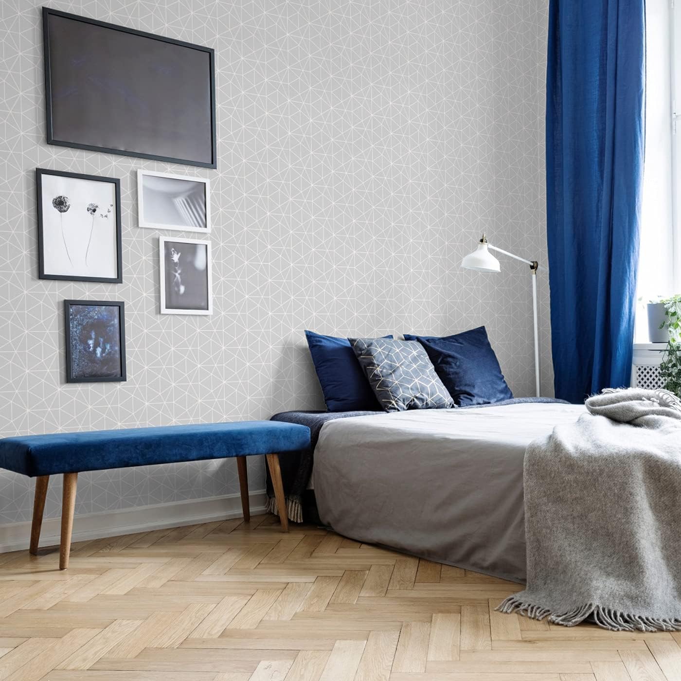 Metro Prism Geometric Metallic Contemporary Modern Triangle Wallpaper Lounges Livingroom Bedroom - Grey Silver and Silver - WOW006 World of Wallpaper