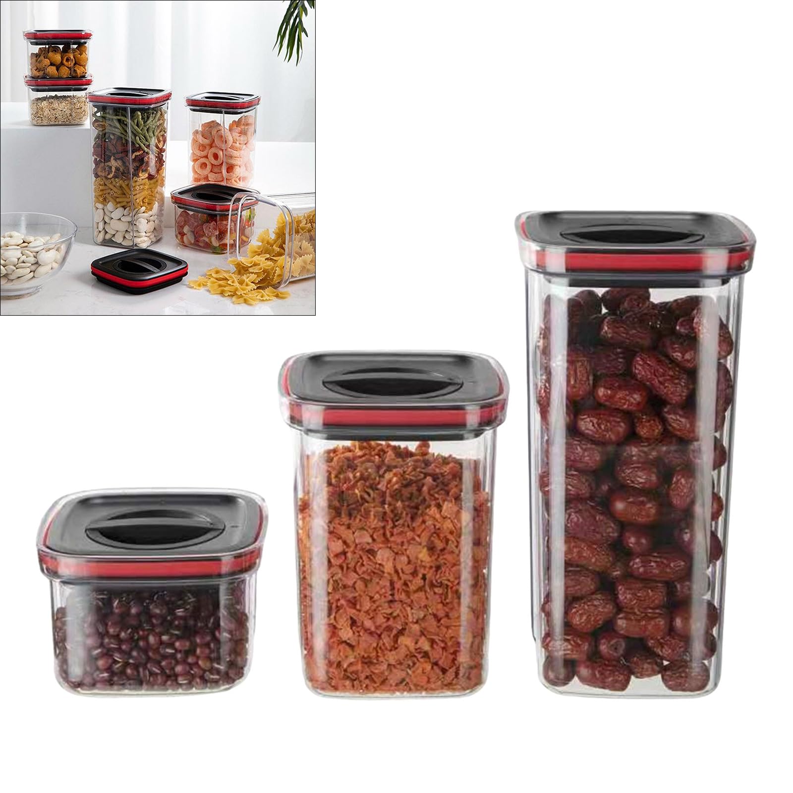 Set organizzatori da Cucina 3 contenitori Trasparenti attorcigliati per Un Facile Accesso agli ingredienti