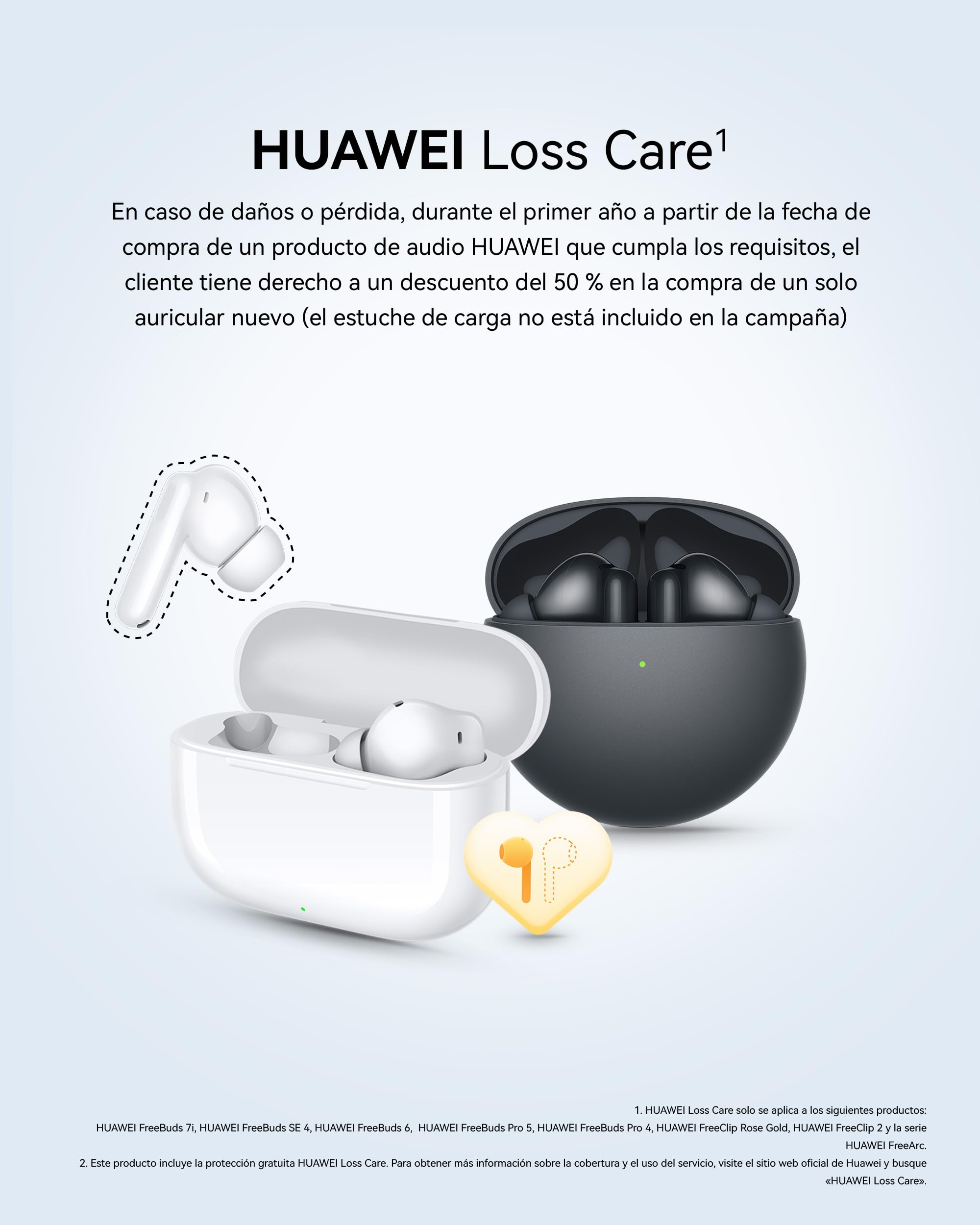 HUAWEI Freebuds 7i, Auriculares Inalámbricos Bluetooth, Cancelación de Ruido Activo Inteligente 4.0, Audio Espacial sin Límites, Llamada Estable y Clara, iOS y Android, IP54, Garantía 42 Meses, Blanco
