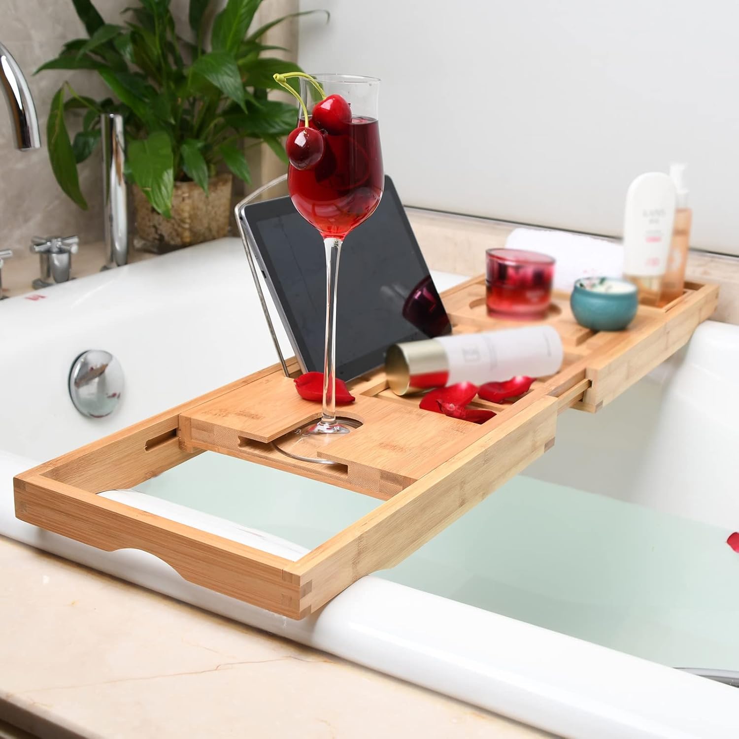Bathtub Tray Caddy with Book Holder,Bath for Tub,Bathtub, Shelf for Laptop, Reading, Tablet
